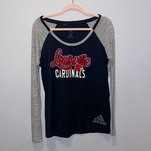 Women’s Adidas size L Louisville long sleeve gray/black with rhinestone logo